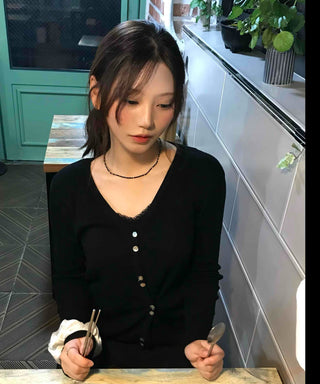 Plain Cotton Cardigan for Date Look