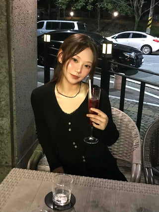 Plain Cotton Cardigan for Date Look