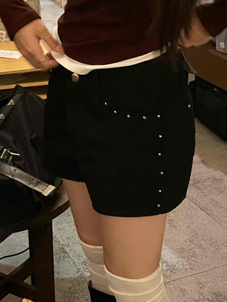 Minimal Studded Skinny Shorts
