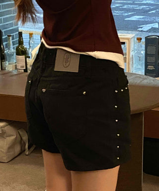 Minimal Studded Skinny Shorts