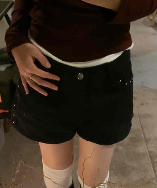Minimal Studded Skinny Shorts