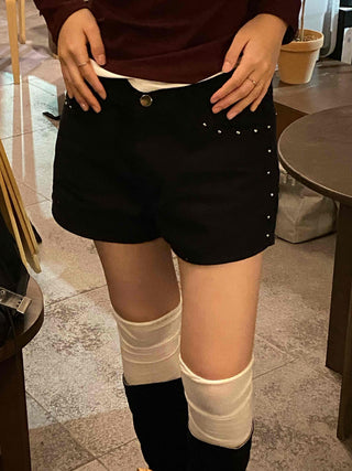 Minimal Studded Skinny Shorts