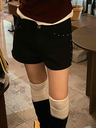 Minimal Studded Skinny Shorts
