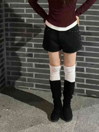 Minimal Studded Skinny Shorts