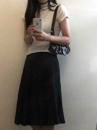 Lovely Pleated Cotton Plain Midi Skirt