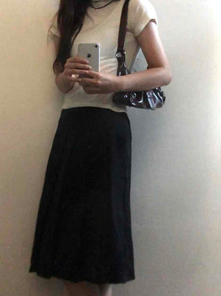 Lovely Pleated Cotton Plain Midi Skirt