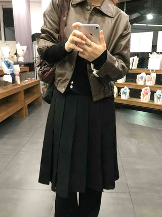 Lovely Pleated Cotton Plain Midi Skirt