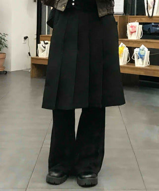 Lovely Pleated Cotton Plain Midi Skirt