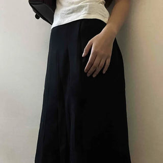 Lovely Pleated Cotton Plain Midi Skirt