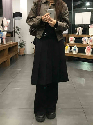 Lovely Pleated Cotton Plain Midi Skirt