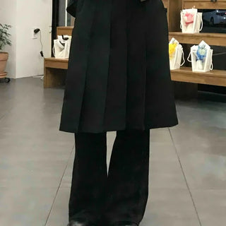 Lovely Pleated Cotton Plain Midi Skirt