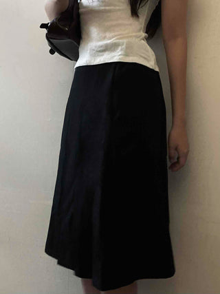 Lovely Pleated Cotton Plain Midi Skirt