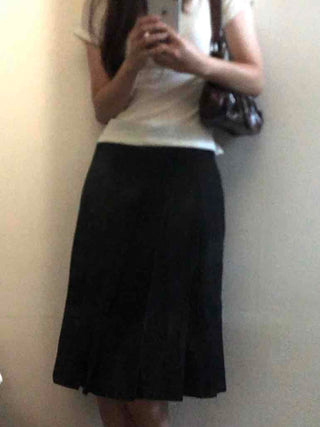 Lovely Pleated Cotton Plain Midi Skirt