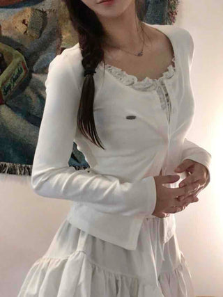Minimal Frill Layered Cardigan