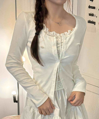 Minimal Frill Layered Cardigan