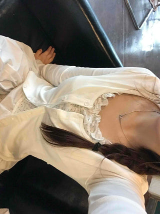 Minimal Frill Layered Cardigan