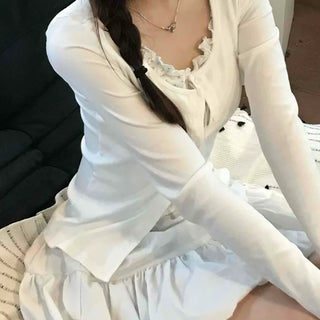 Minimal Frill Layered Cardigan