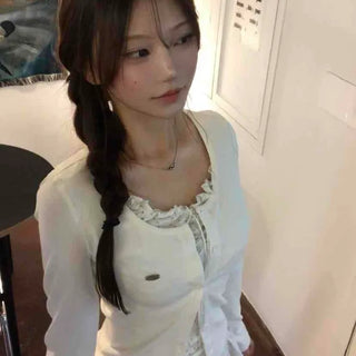 Minimal Frill Layered Cardigan