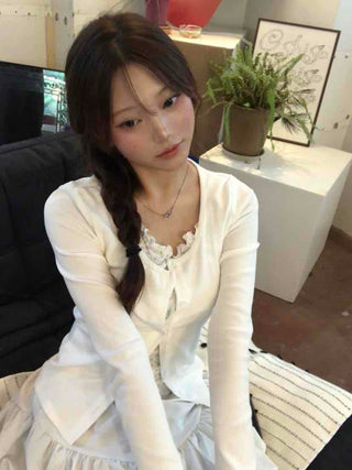 Minimal Frill Layered Cardigan