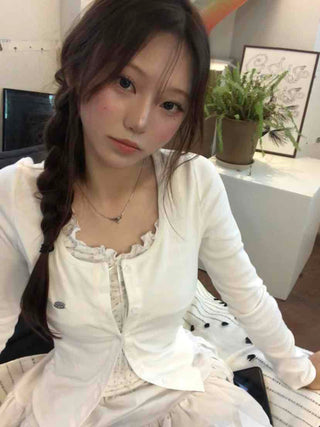 Minimal Frill Layered Cardigan