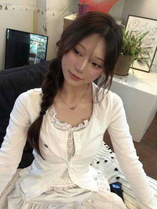 Minimal Frill Layered Cardigan
