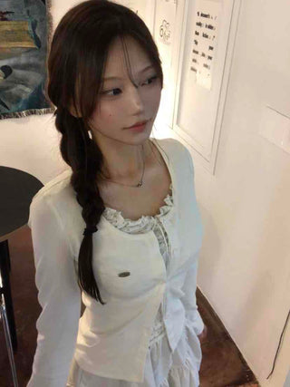 Minimal Frill Layered Cardigan