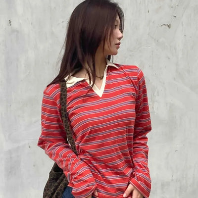 Minimal Stripe Autumn Long Sleeve T-shirt