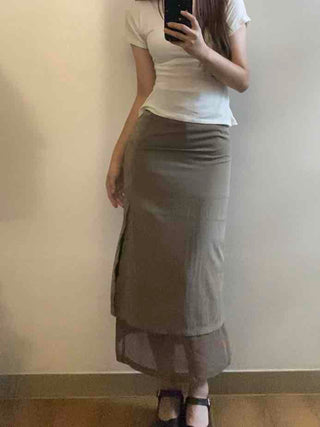 Clean Chiffon Layered Long Skirt