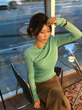 Natural Slim Fit SpringAutumn Long Sleeve T-shirt