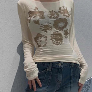 Lovely Loose Flower Long Sleeve T-shirt
