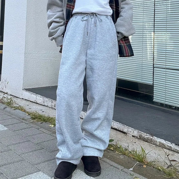 Ellie Two-way String Tracksuit Pants Fleece-lined Daily Basic Tracksuit