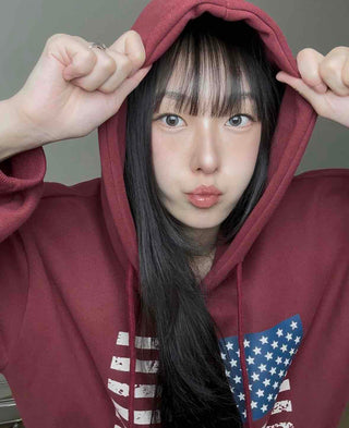 Street Style American Flag Basic Zip-Up Hoodie