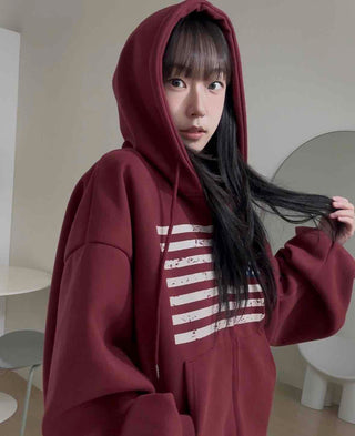 Street Style American Flag Basic Zip-Up Hoodie