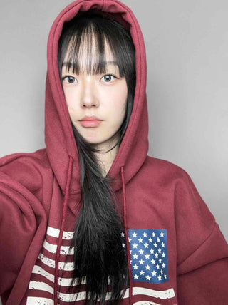 Street Style American Flag Basic Zip-Up Hoodie