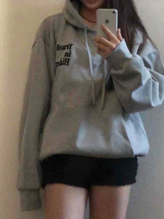 Statue Lettering Loose Fit Hoodie