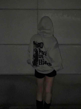Statue Lettering Loose Fit Hoodie