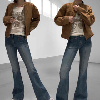 Comfortable Suede Solid Mandarin Collar Jacket