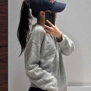 Natural Plain V-Neck Knit
