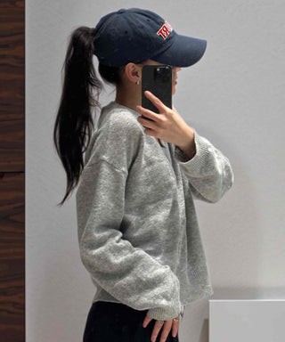 Natural Plain V-Neck Knit