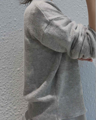 Natural Plain V-Neck Knit