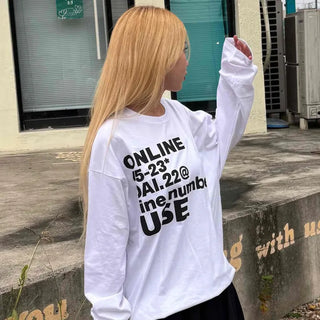 Antique Sleeve Lettering Long Sleeve T-shirt