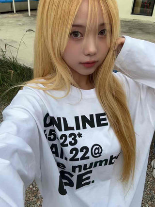 Antique Sleeve Lettering Long Sleeve T-shirt