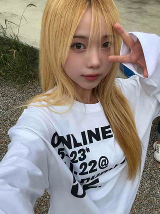 Antique Sleeve Lettering Long Sleeve T-shirt