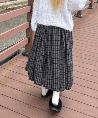 Unique vintage check long skirt