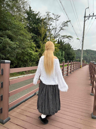 Unique vintage check long skirt