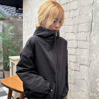 Basic Check Windbreaker Hooded Jumper