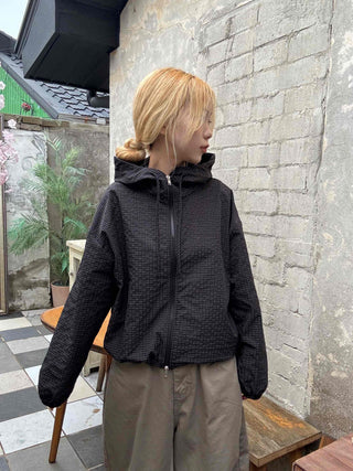 Basic Check Windbreaker Hooded Jumper
