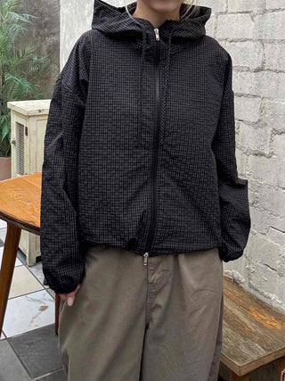 Basic Check Windbreaker Hooded Jumper