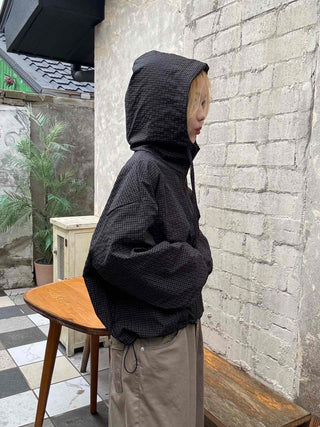 Basic Check Windbreaker Hooded Jumper