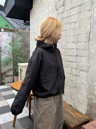 Basic Check Windbreaker Hooded Jumper